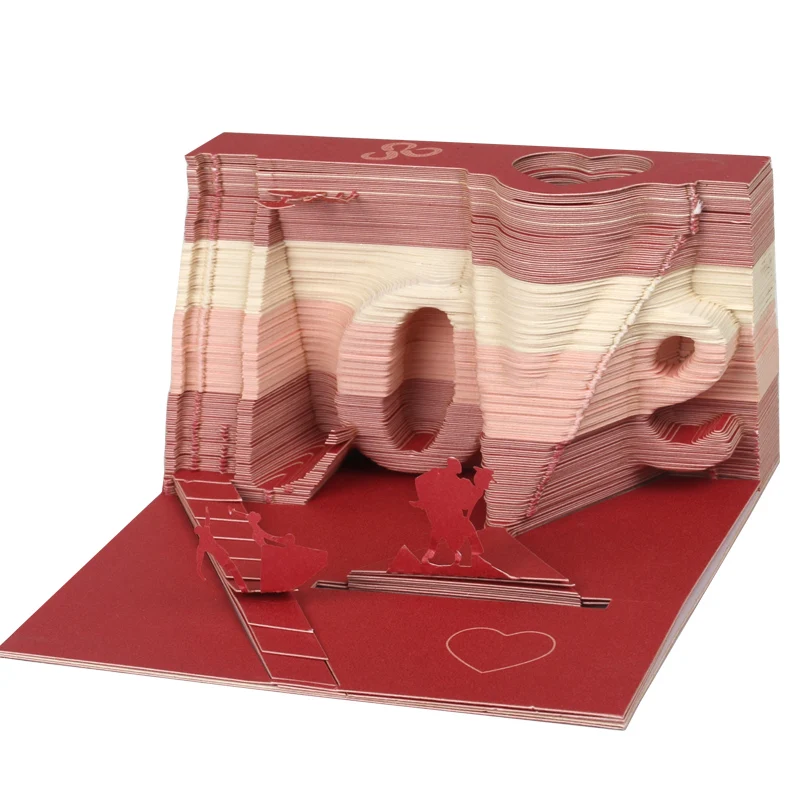 

Christmas Gift Paper Notepad Cubes Merry Christmas Letters Sculpture 3D Memo Pad With Acrylic Box And Retail Gift Box