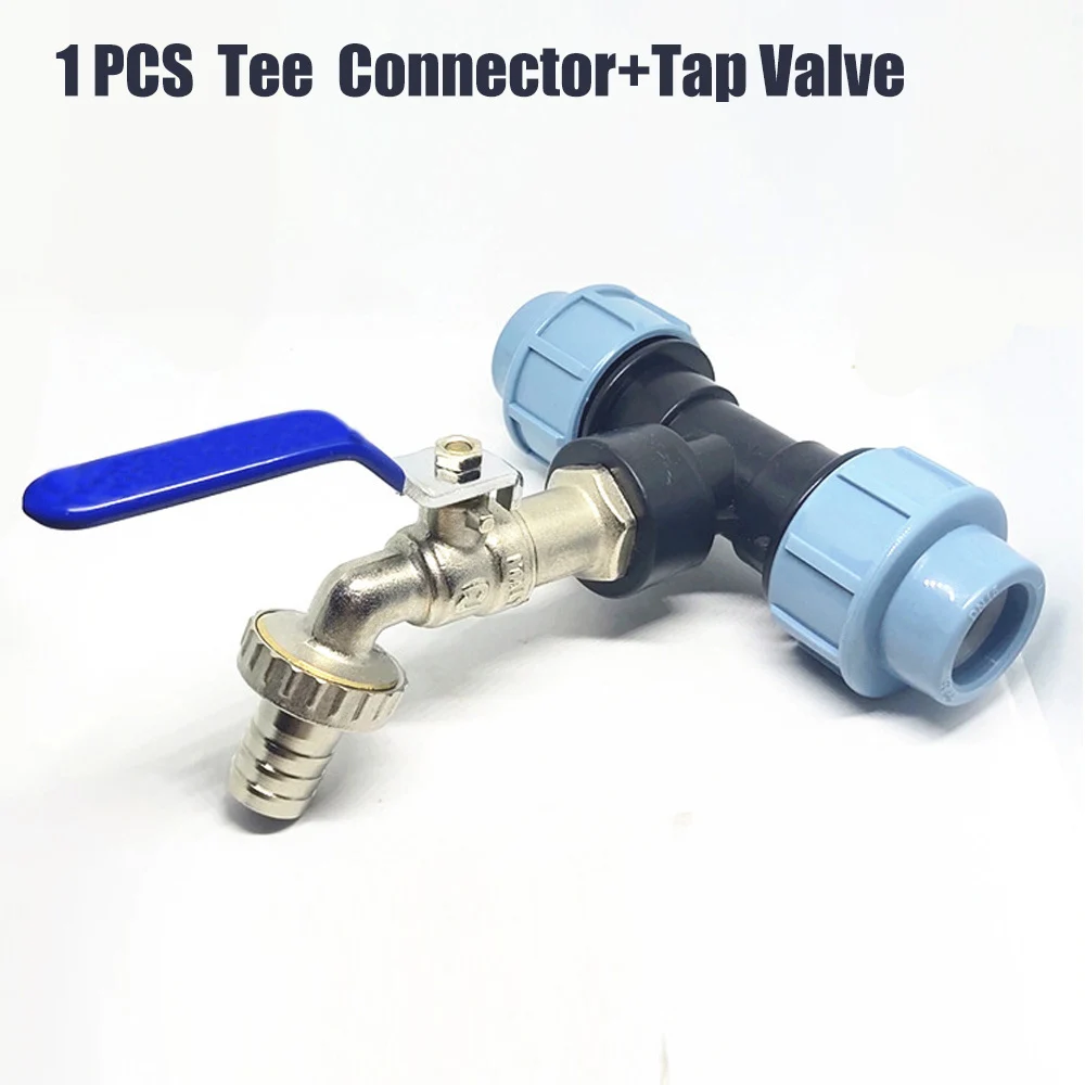 IBC Water Tank Adapter Side by Side Connection S60x6 Elbow Tee Connector with PE Pipe Garden Water Connectors Drain Adapter