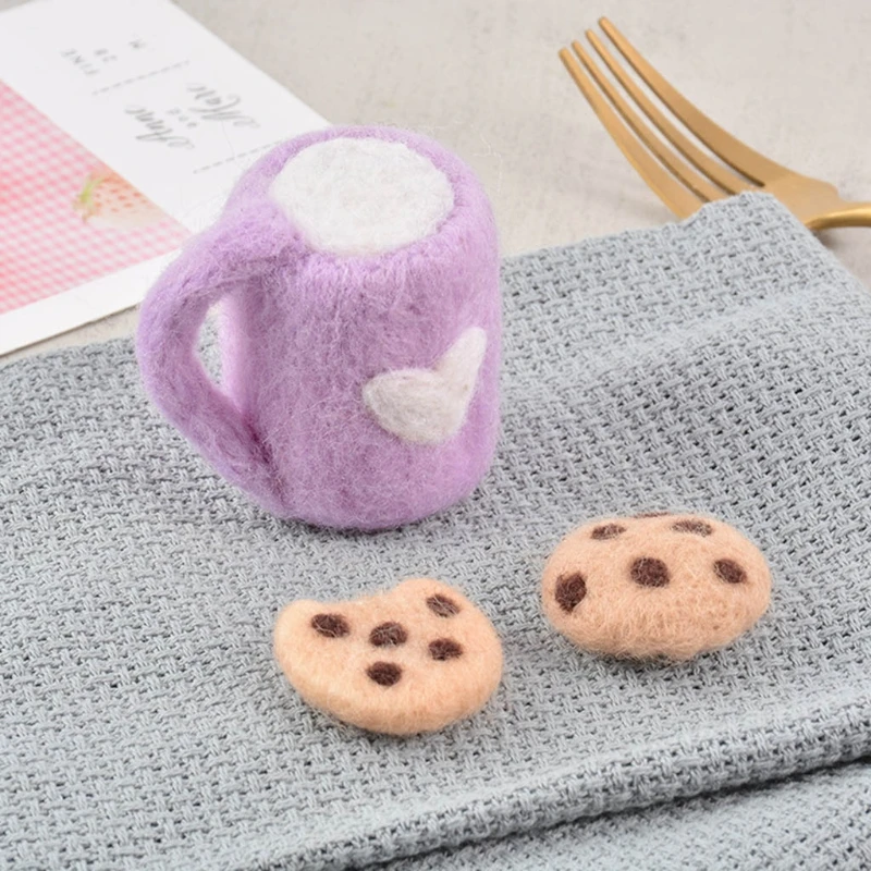 DIY Baby Wool Felt Milk Bottle+Cookies Decorations Newborn Photography Props Infant Photo Shooting Accessories Home Party Orname