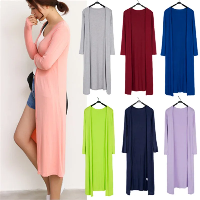 

2021 Women's Casual Long Modal Cotton Sweater Cardigan Soft Comfortable Strong Simple Solid Free Size Loose Thin Cardigan