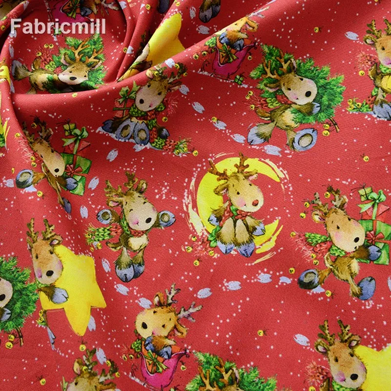 Christmas Fabric Cotton Digital Printed for Sewing Clothes Socks Christmas Decoration by Half Meter