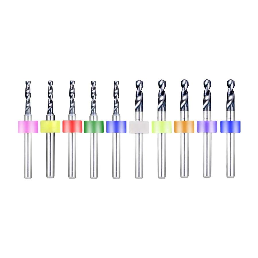 Broca de precisión de carburo, Mini Broca helicoidal, torno CNC, Broca de Metal, 0,1mm-2,0mm, broca PCB, juego de brocas de vástago fijo pequeño