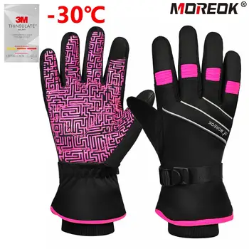 MOREOK ถุงมือเล่นสกี3M Thinsulate Full Finger Thermal ถุงมือหน้าจอสัมผัสฤดูหนาวถุงมือปั่นจักรยาน Warm รถจักรยานยนต์ถุงมือสำหรับผู้ชายผู้หญิง