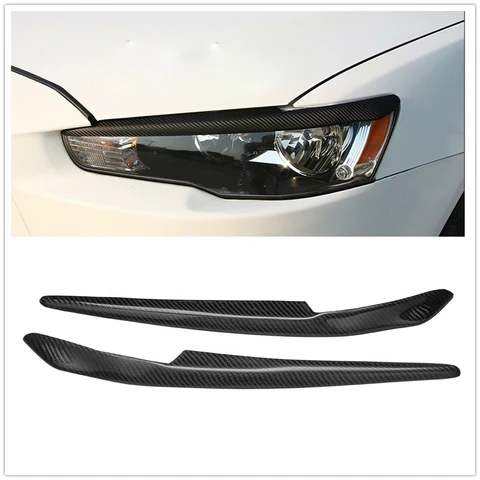 Накладка на веко фары для Mitsubishi Lancer EVO X 10 EX 2008-14, накладка на переднюю фару из углеродного волокна, наклейка на брови