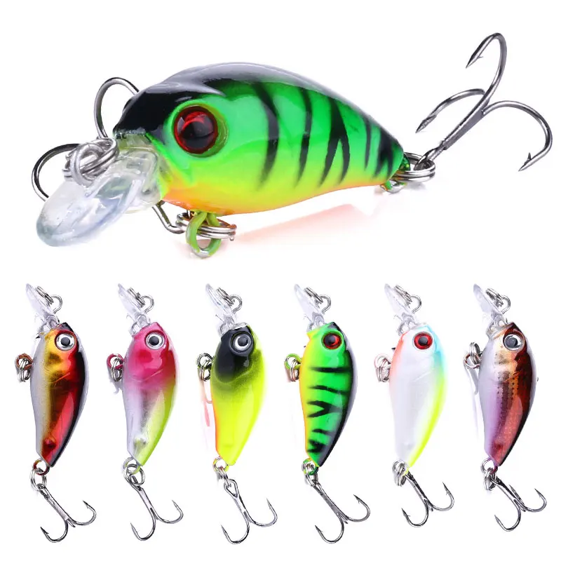 HENGJIA 4.5cm 4g Hard Plastic Minnow Artificial Fishing Lures 3D Fishing Crankbait Wobblers