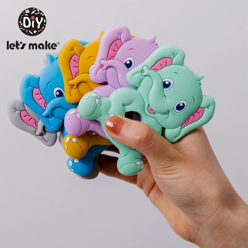 

Let's Make 10PCS Baby Toys Silicone Smile Elephant Teether Food Grade Free BPA For Kid Chewing Necklace Beading DIY