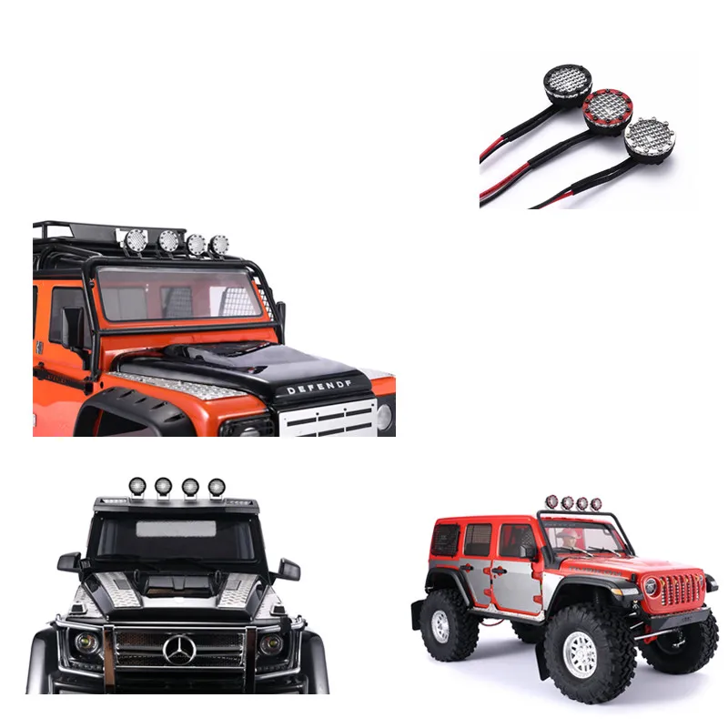 

DJ 4PCS RC Model LED Headlights Spotlights for AXIAL SCX10 III JEEP Wrangler Round Spotlight RC Crawler Car parts