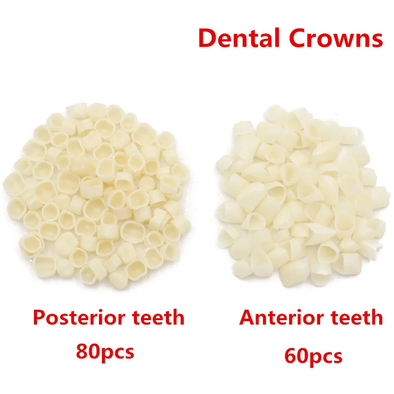 80Pc/pack Dental Crowns Oral Teeth Whitening Anterior Molar Crown Resin Porcelain Temporary Teeth crown Dental Lab Dentist Tools