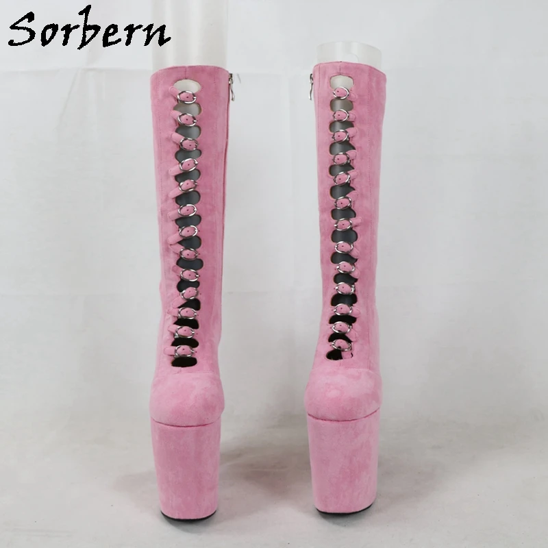 Sorbern Luxury Women Boots Chunky High Heel Round Toe Buckle Strap Front Platform Block Heel Round Toe Custom Multi Colors