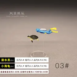 Miniatures Ocean Diving Diver Action Figures Model Underwater World Sea Mini Turtle Explore Decoration Accessories Figurine Toys