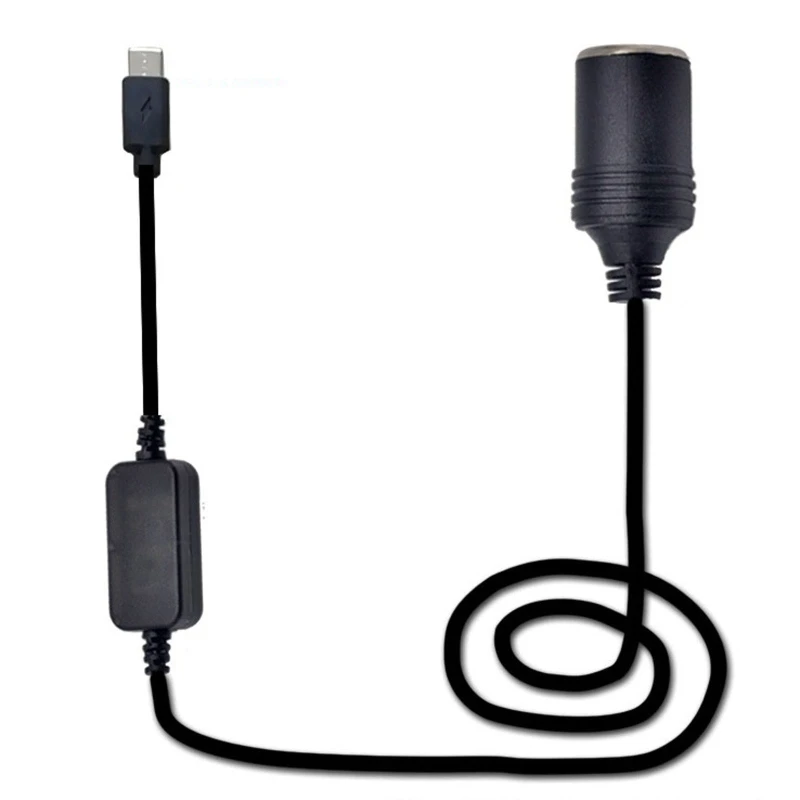 USB C PD typ C męski na 12V gniazdo zapalniczki samochodowej kobieta Step Up kabel do rejestrator jazdy GPS e-dog wentylator samochodowy — zdjęcie produktu 7