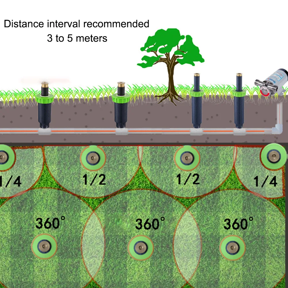Garden Spray Nozzle 90/180/360 Degree Automatic Irrigation Watering Tool Pop up Sprinklers Lawn Watering Sprinkler Head
