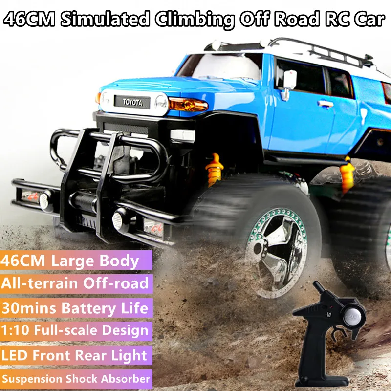 1:10 All-terrain Off-road Large RC Climbing Car 30Mins 46CM Large Body Suspension Shock Absorber RC Racing Car Toy With Light