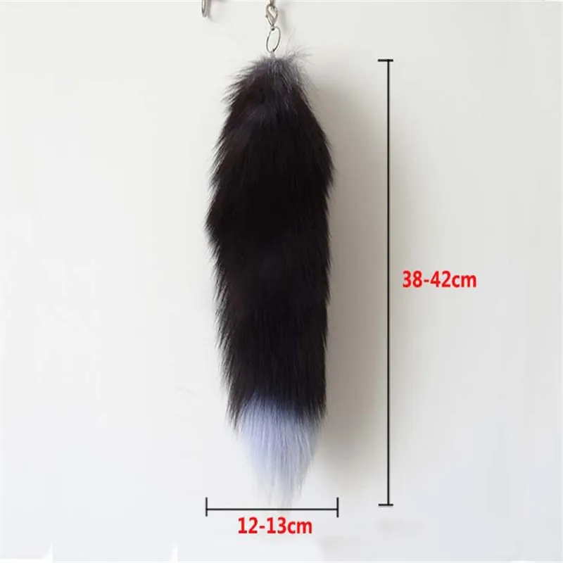 38-42CM Women's Bag Fox Fur Tail Artificial Animal Charm Tail keychain Long Handbag Trinket Pendant Accessory Furry Key Chain