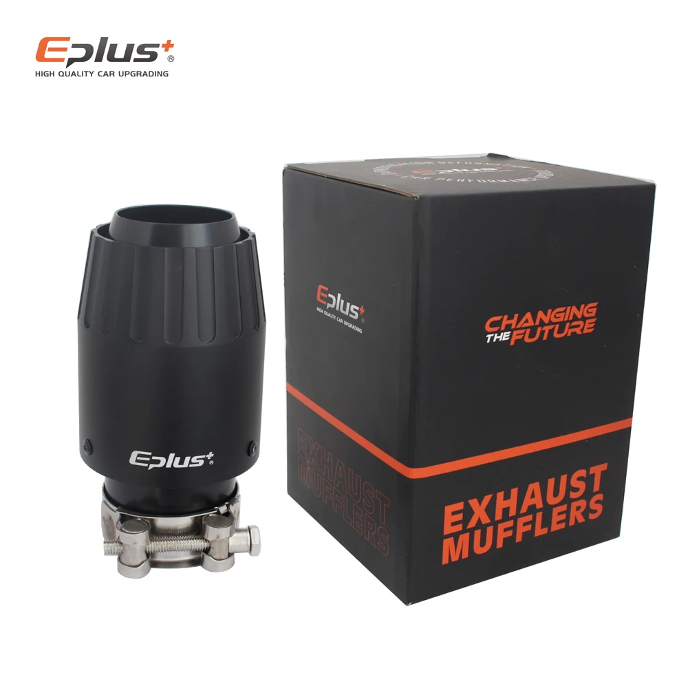 EPLUS Aluminum Car Exhaust Pipe Muffler Tip Universal Black Mufflers End Decoration Multiple Size Fighter Engine Style