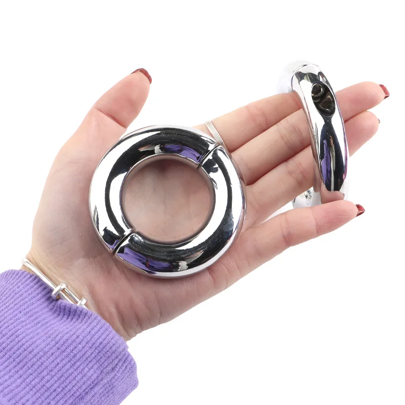 Metal Cock Ring Stainless Steel Cock Ring Ejaculation Delay Sex Toys for Adult Men Male Cockring Stretcher Testicle Device