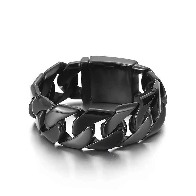 

24mm 8.5inch Black Cuban Curb Link Chain Bracelet Stainless Steel Bangle for Mens Gifts