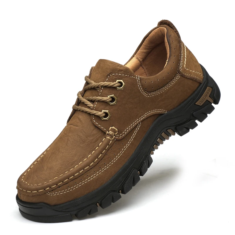 Men Casual Shoes Sneakers Outdoor Men Flat Shoes Non-slip Platform Men Genuine Leather Shoes Band Comfortable Hiking Shoes