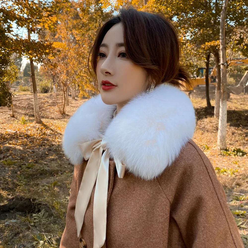 ZDFURS * real fox fur collar muffler fur scarf  for winter fox fur collar for wool coat Coat decoration lovely collar for girl