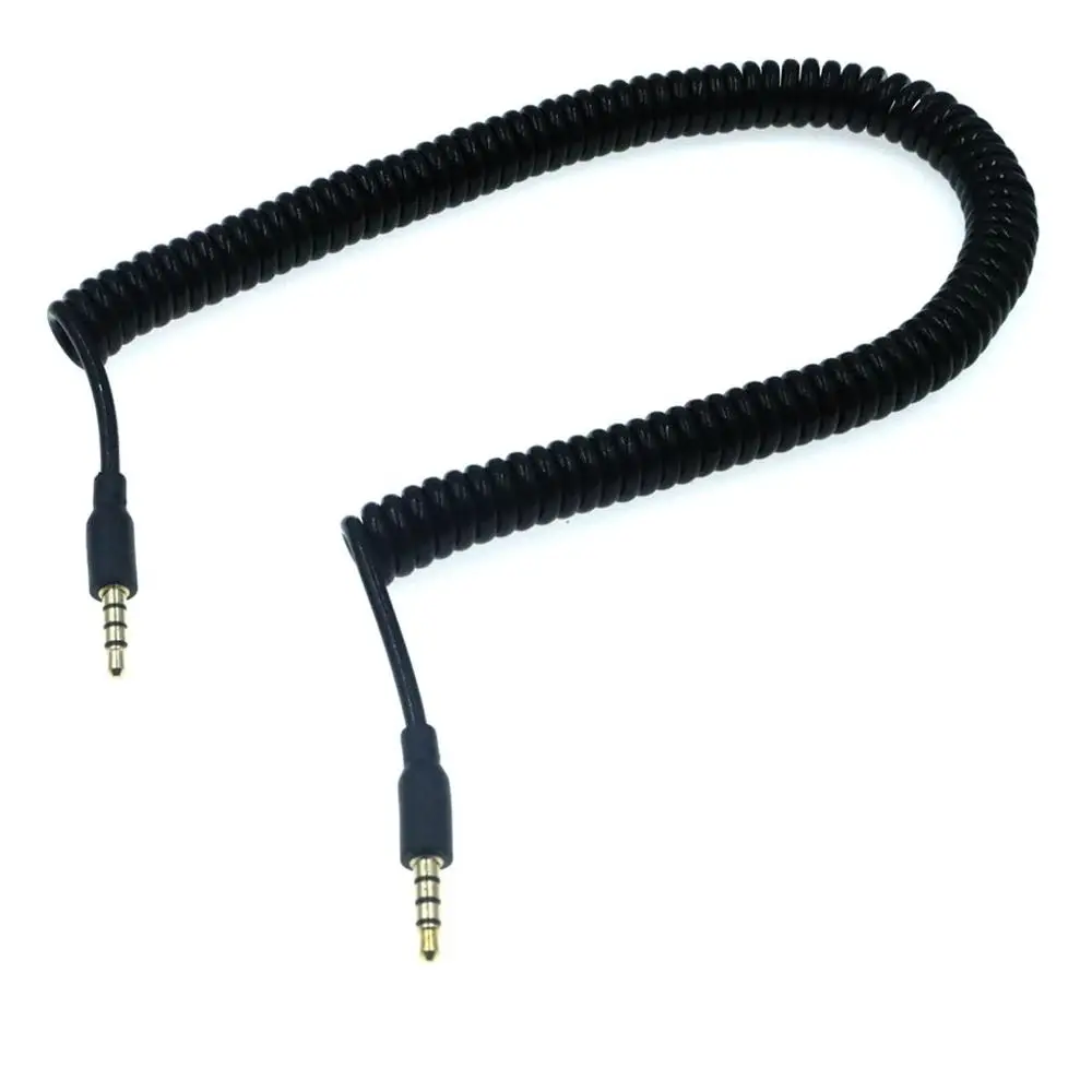 3M czarny 4-core wiosna spiralny 3.5mm kabel pomocniczy z mikrofonem złoty Stereo Audio aux kabel pomocniczy, nadaje się do komputera/MP3