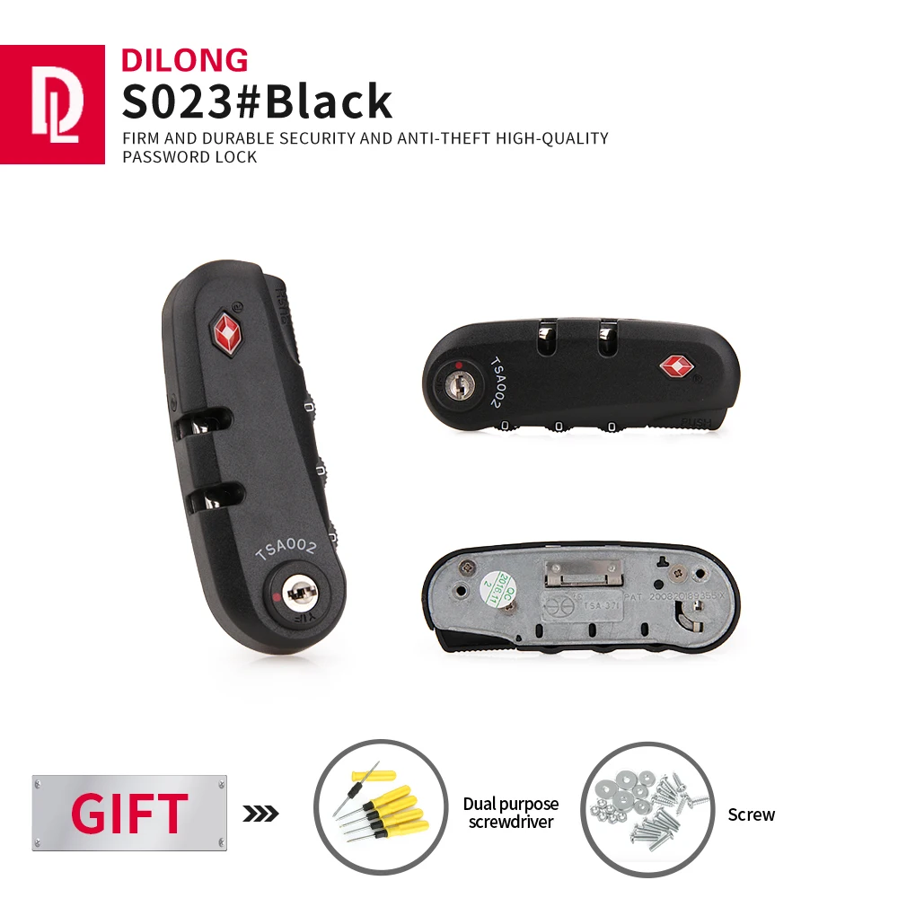 DILONG S023 Trolley case lock buckle snap type combination lock for any size travel luggage universal accessory customs locks