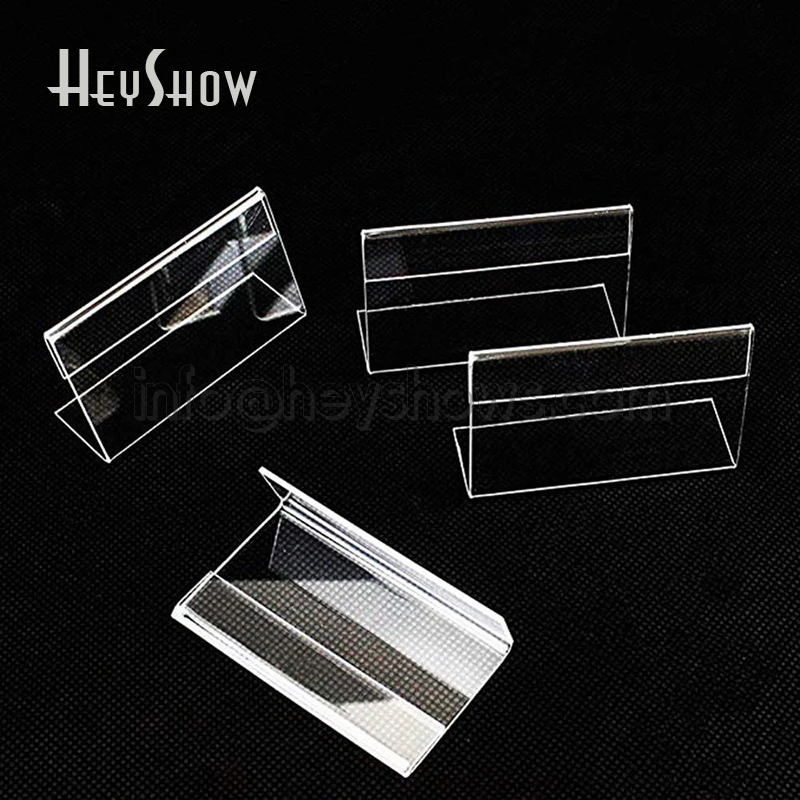 10pcs L Shaped Acrylic Desk Price Tag Holder Clear Acrylic Table Sign Label Frame Desktop Display Stand Paper Name Card Holders