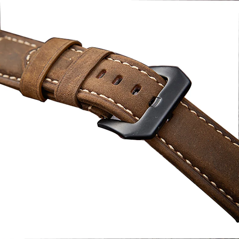 For Panerai Luminor Marina 22mm 24mm 26mm Brown Calf Leather Watch Strap Band