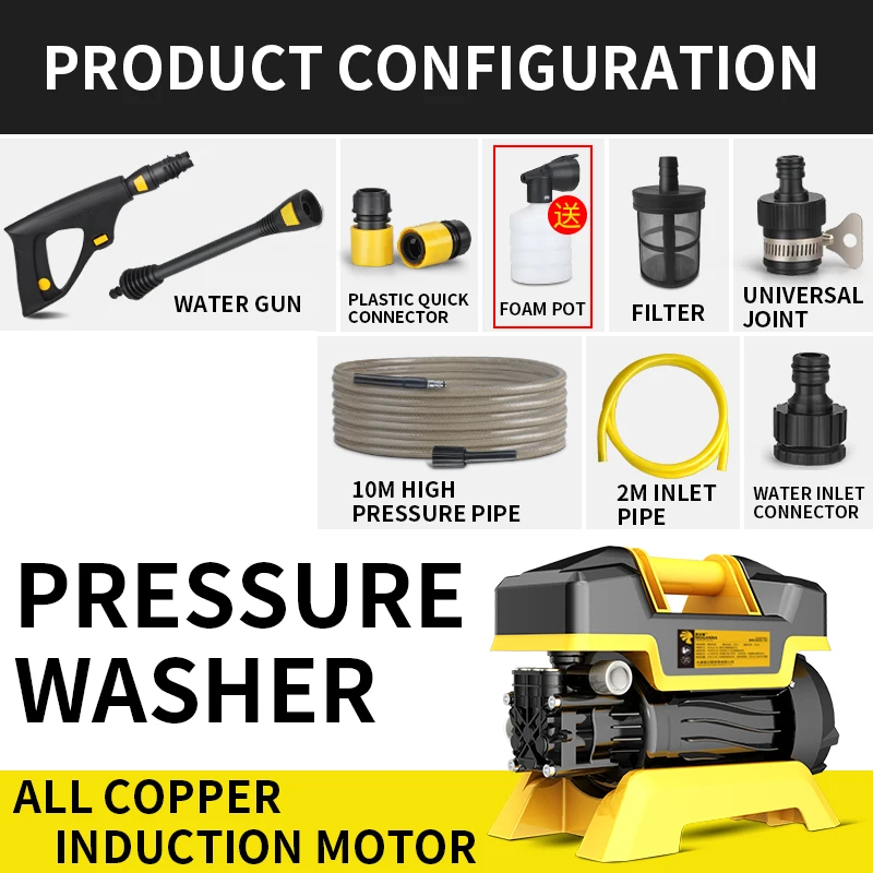 ماكينة غسيل السيارات غسيل السيارات قطعة أثرية عالية الضغط المنزل 220 فولت ماكينة غسيل أوتوماتيكية فرشاة مضخة السيارات مدفع المياه MGN-B1