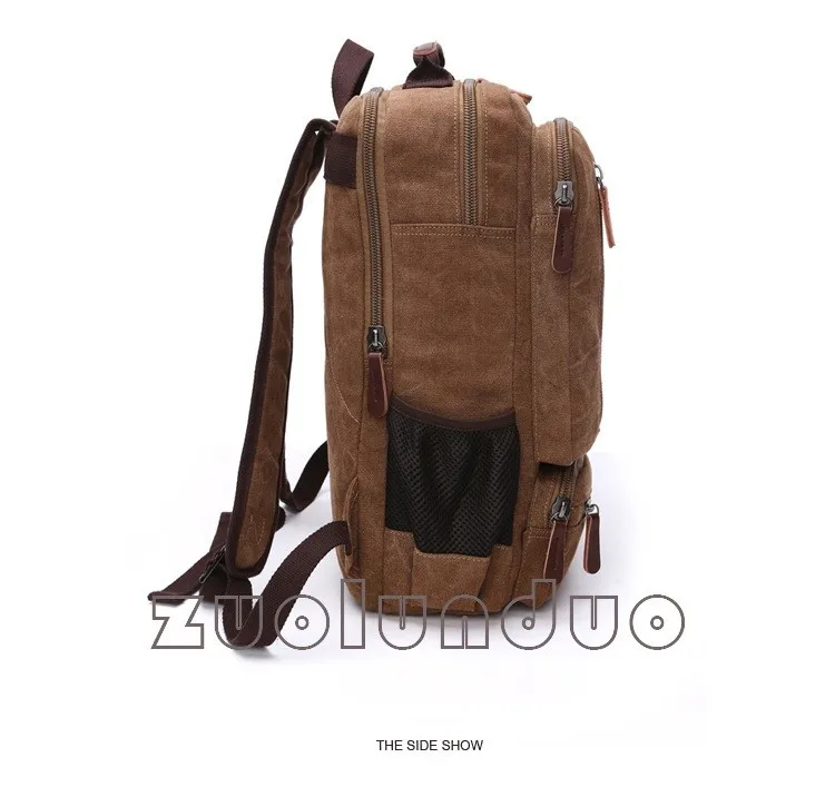 Vintage Canvas Rucksack für Herren, große Kapazität, Reise-Umhängetasche, hochwertige modische Studententasche, Herren-Notebook-Laptop-Rucksack – Detail 23
