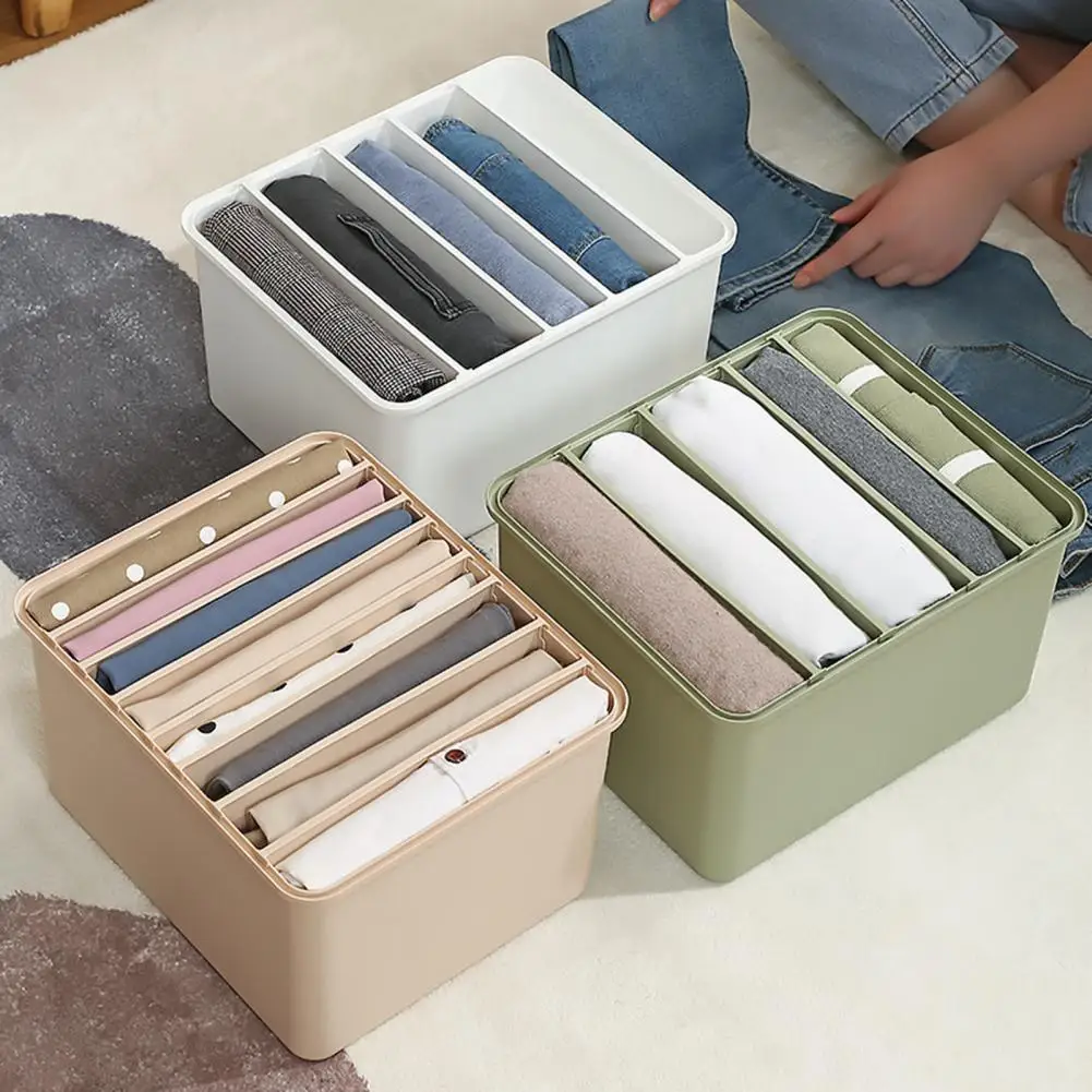 Multi-layer Large Capacity Clothes Storage Box Plastic Practical Adjustable Partition Clothes Storage Case for Home organizador