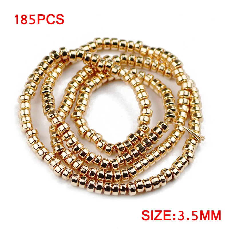 Rose Gold Color Flat Round Hematite 3X2mm 185pcs Cylinder Natural Stone Spacers Loose Beads For Jewelry Making Diy Bracelets