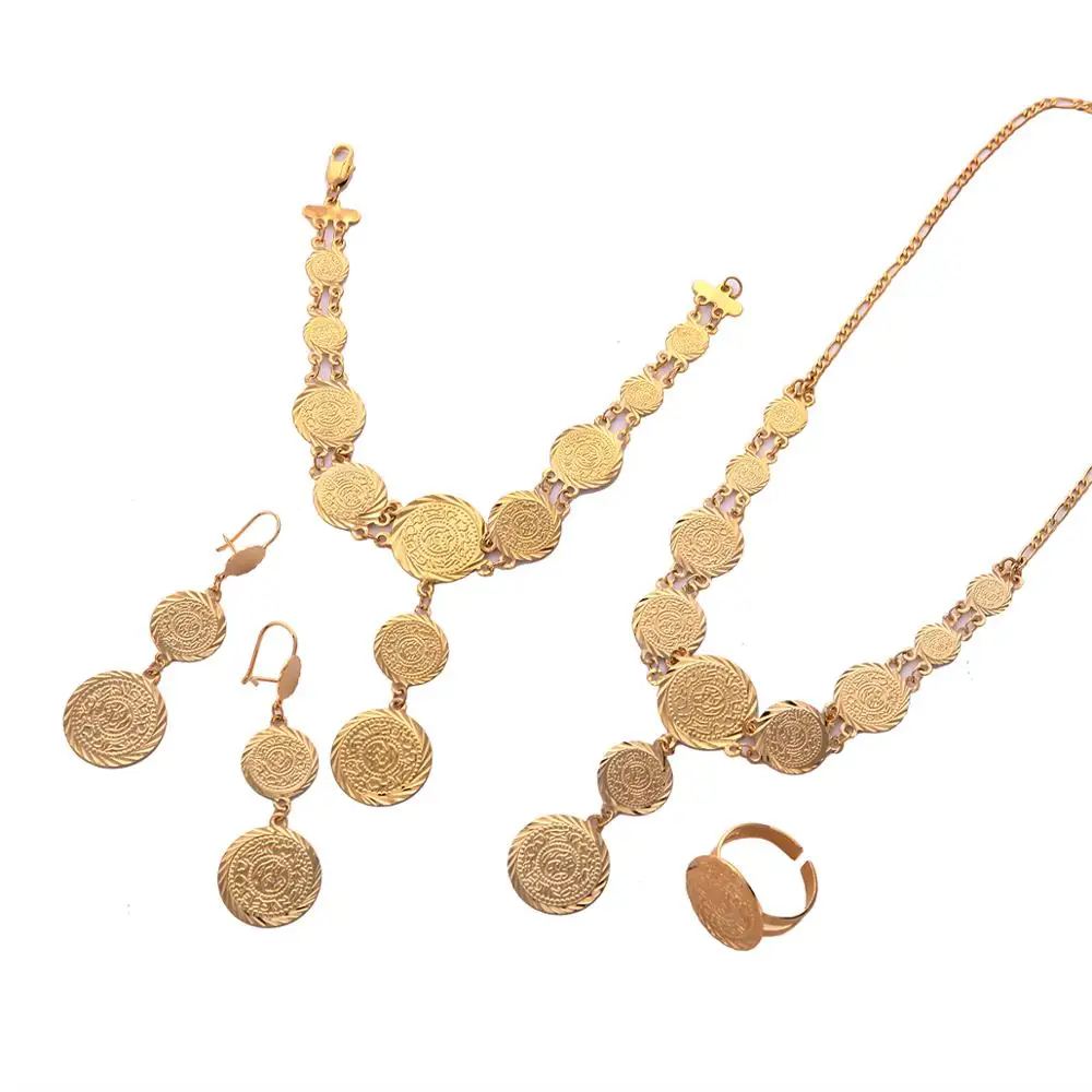 

Монета браслет ожерелье серьги для женщин ислама мусульманском арабском монету золото Цвет ювелирные наборы