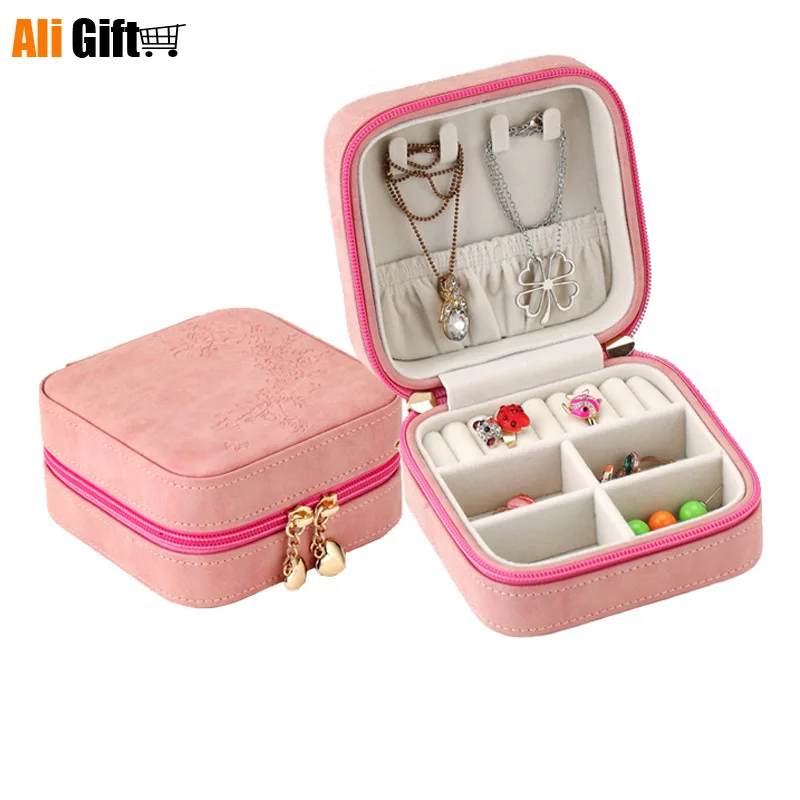 

Portable Jewelry Box Princess European South Korea Travel Mini Small PU Leather Jewelry Storage Box Portable Dressing Case