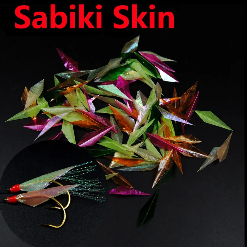 50pcs Sabiki Rig Pre Cut Real Fish Skin Flash Fish Skin Plastic  Wings Shinning Mixed Color Fishing Lure Making Material 6 Sizes