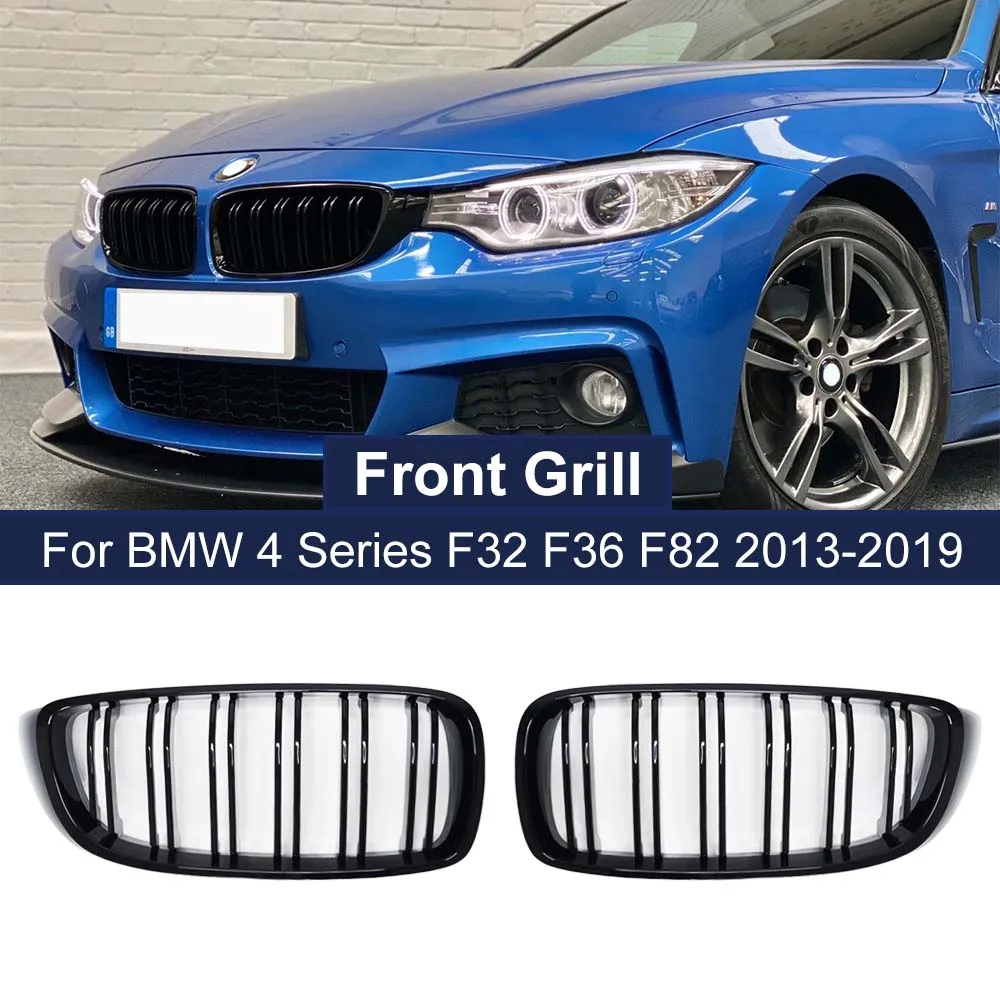 

Glossy Black Front Kidney Grille Replacement Double Slat Grill for BMW 4 Series F32 F33 F36 F80 M4 425i 430i 440i 435i 13-19