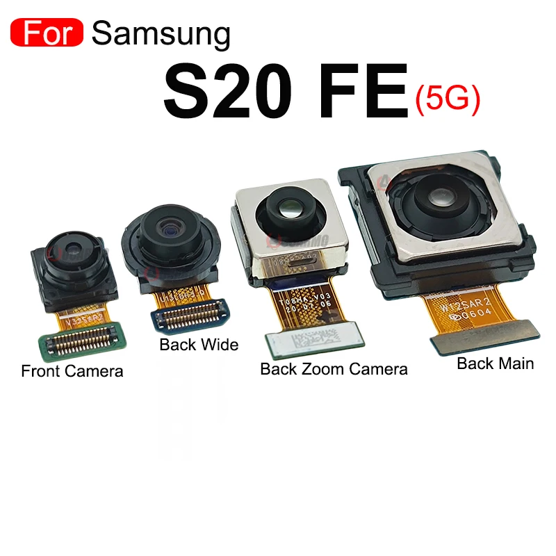 For Samsung Galaxy S20 FE 4G 5G Front Face Selfie + Back Ultra Wide Angle Rear Main Camera Module Flex Cable Replacement Parts