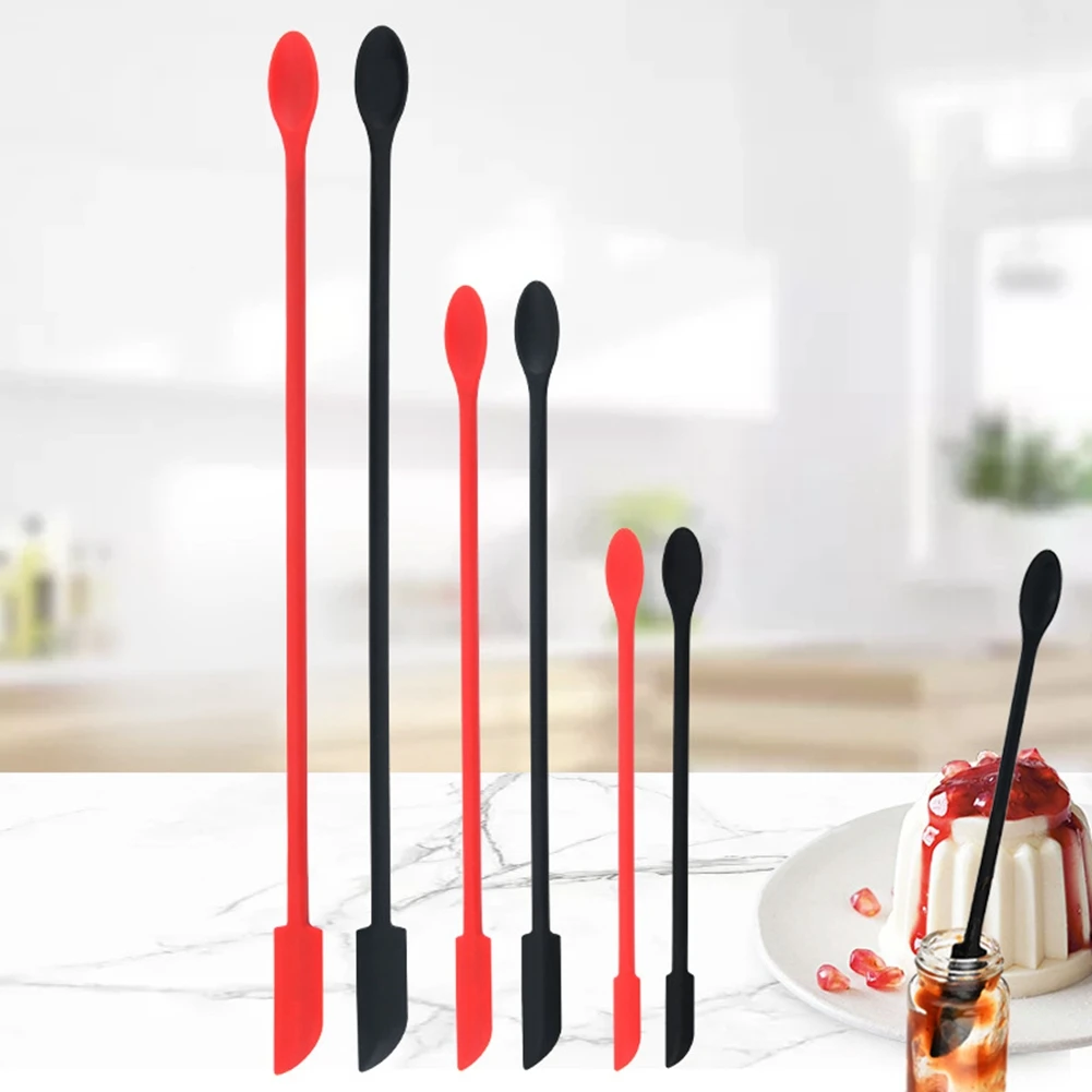 

3pcs/set Silicone Scraper Lengthened Jam Double-Head Spatula Fruit Sauce Scraper Foundation Cream Mixing Stick Makeup Tools