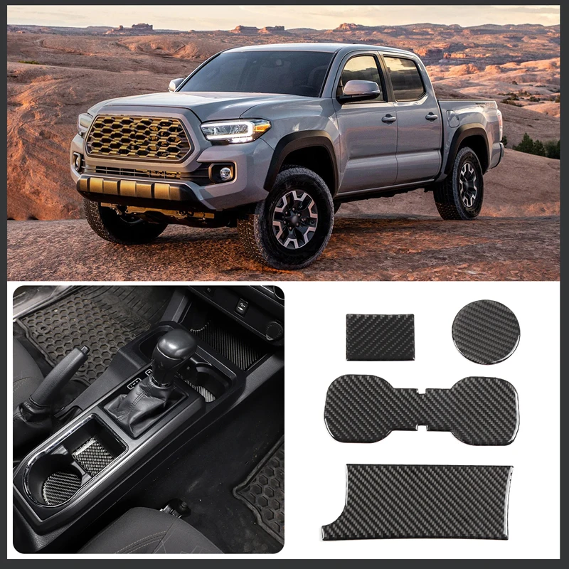 Soft carbon fiber For Toyota Tacoma 2015-2020 central control cup holder slot pad stickers car interior modification accessories