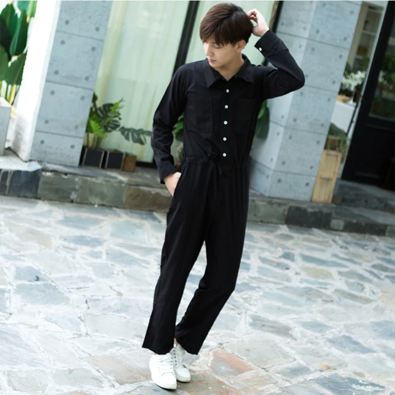 Men's spring and autumn new European and American dark hip-hop wind men jumpsuit loose large size leisure conjoined wide legs