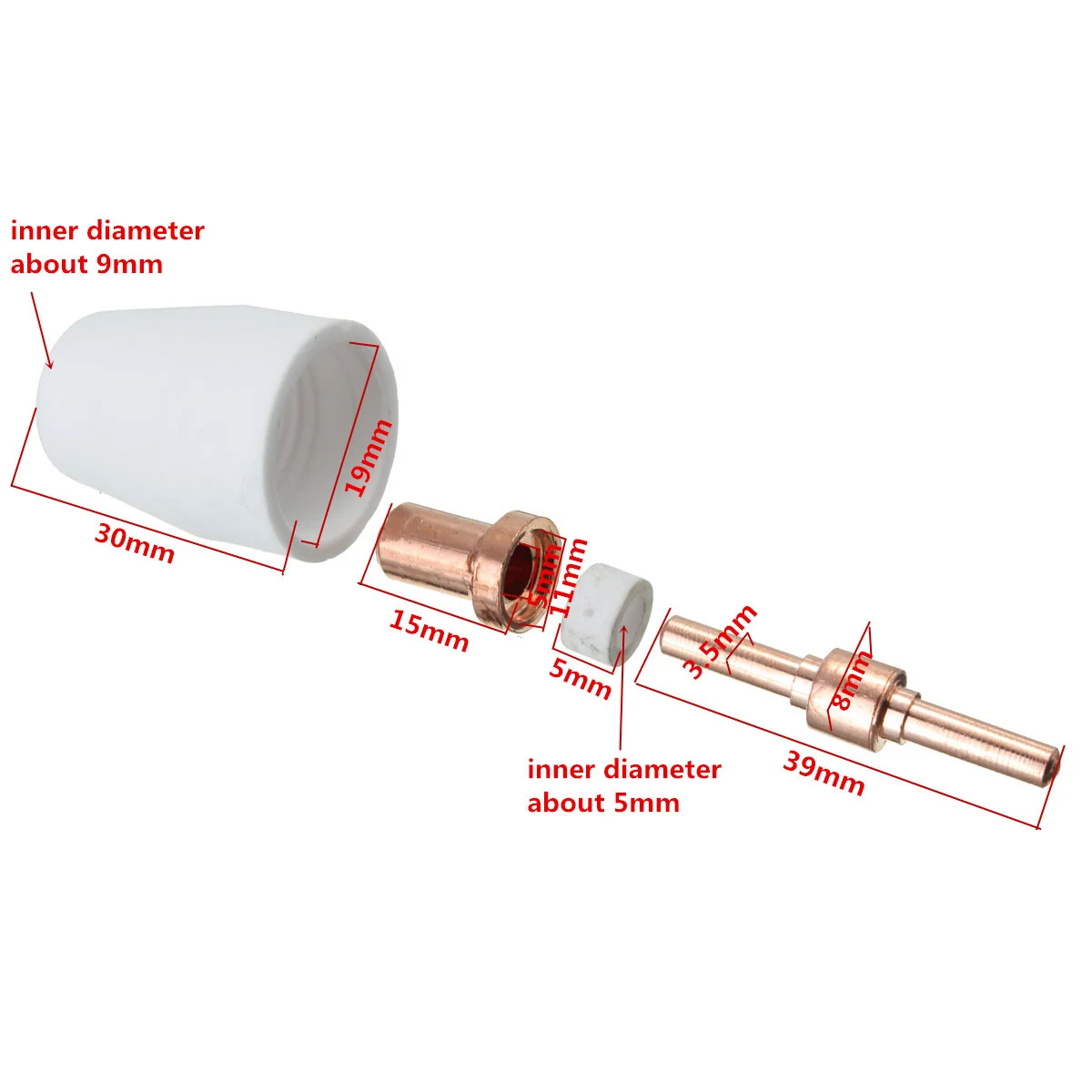 40PCS/Set Ceramic + Metal Plasma Cutting Cutter Consumables Extended TIP Nozzle Electrode For PT31 LG40 Torch CUT--40 50