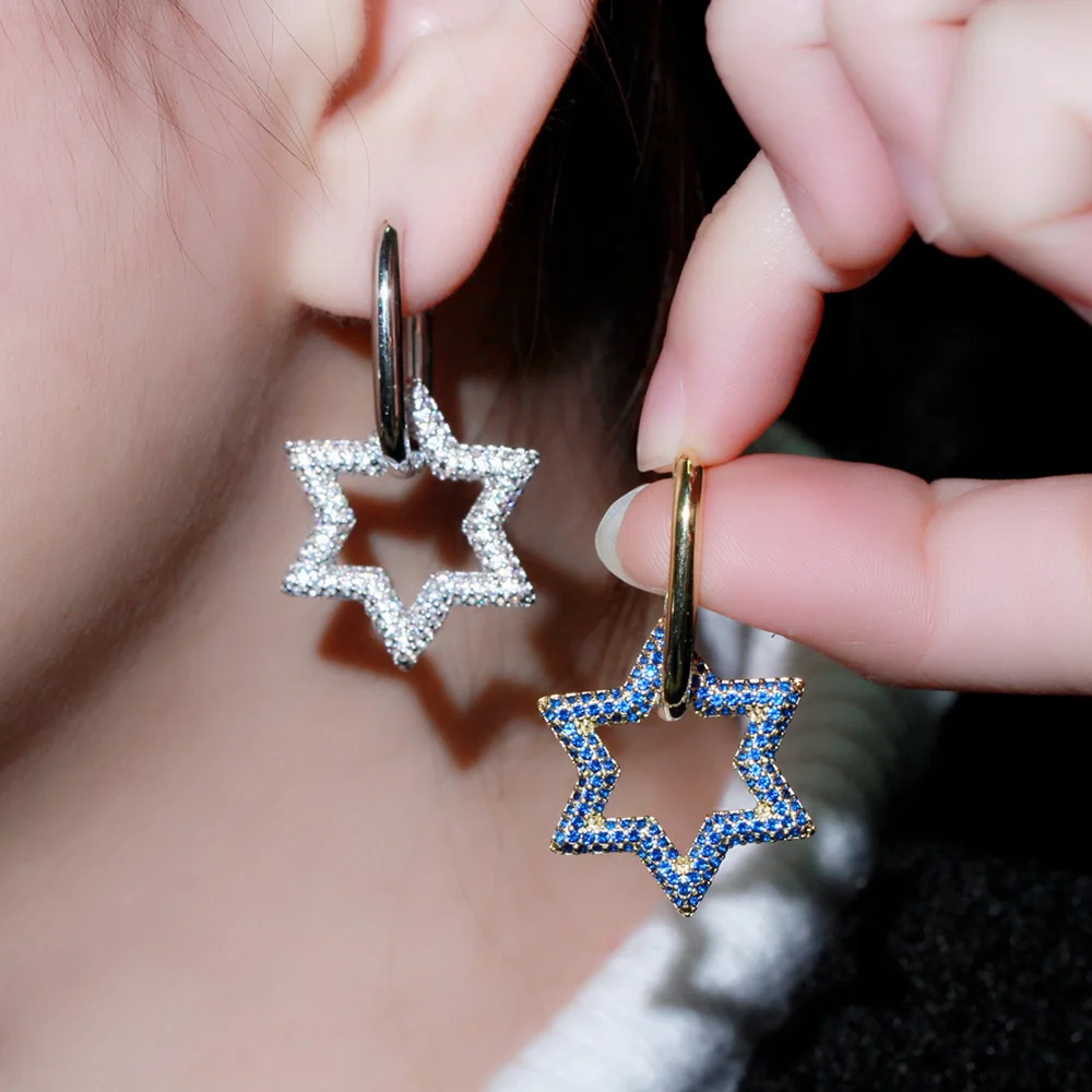 بيرا رومانسية كبيرة قوس قزح زركون محظوظ ستار قطرة الذهب اللون مجوهرات استرخى أقراط للنساء حفلة خطوبة E685 #3