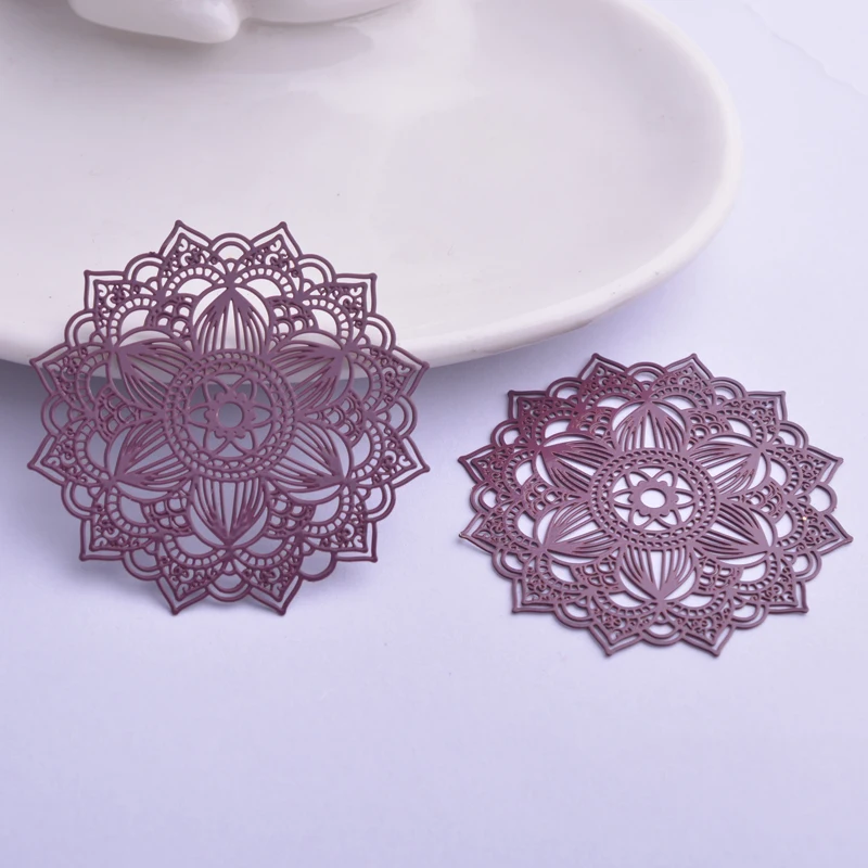 30 Stück AB6414 40mm Filigrane Mandala-Form Charms Ohrring-Verbinder Metall Messing Dünner Anhänger DIY Schmuck Ohrring-Herstellung – Detail 5