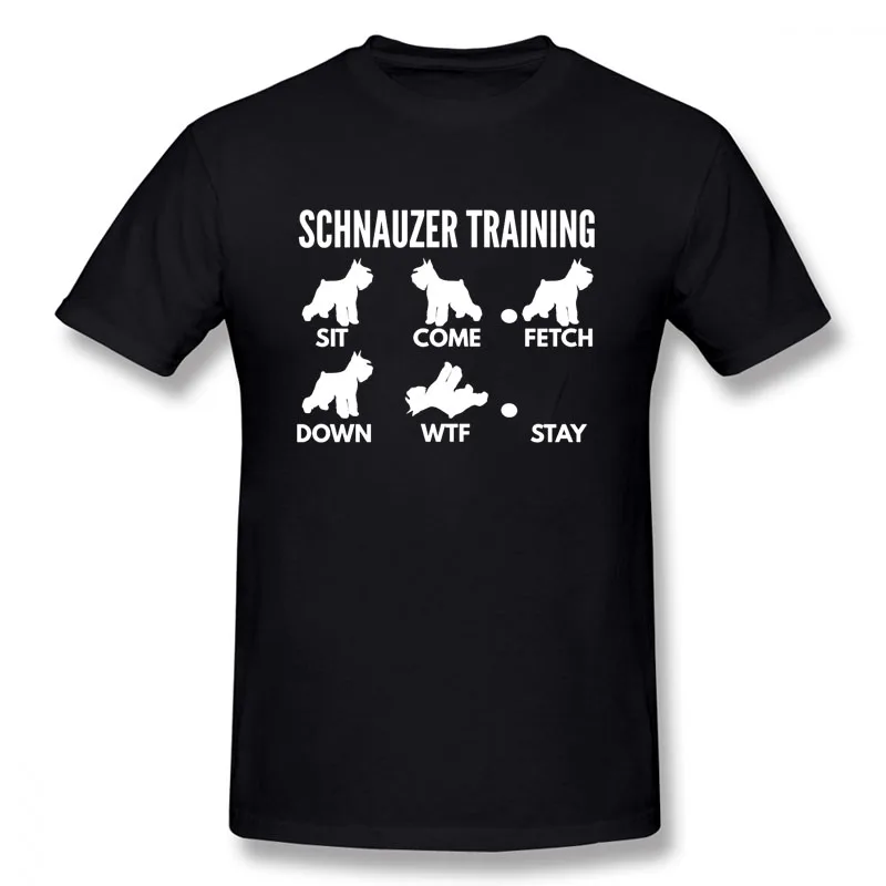 Training Schnauzer Dog Tricks T-Shirt Funny Birthday Cotton Short Sleeves T Shirts Causal O-Neck Tops Tees Hip Hop Vintaged