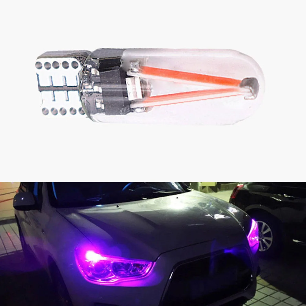 1 Pair T10 194 168 W5W COB LED Canbus Glass Car Auto Products License Plate Light Purple Bulb Lamp Tuning Exterior Accessories