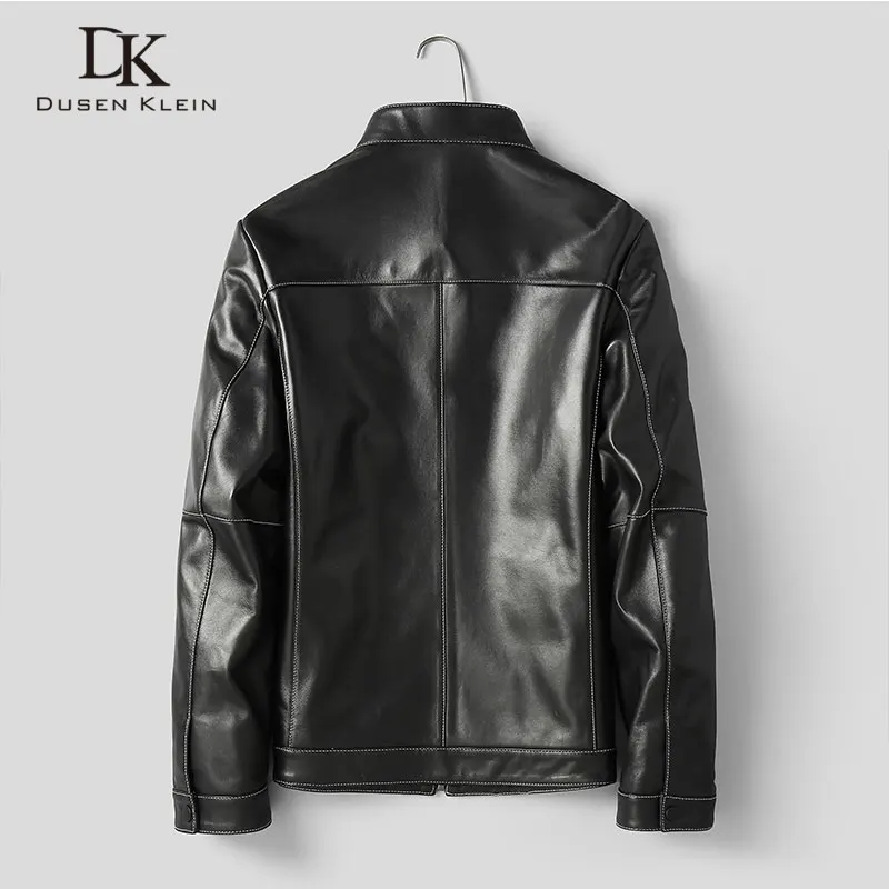 Men Genuine Leather Jacket Real Sheepskin Jackets Casual Black Pockets Autumn New Jacket for Man M8268