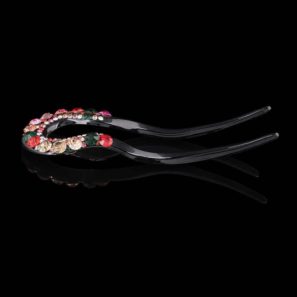 Vintage Hair Accessories Crystal Hairpins U-Shape Hair Stick Pin Hairclips Women Rhinestone Flower Hairpin Fashion Combs