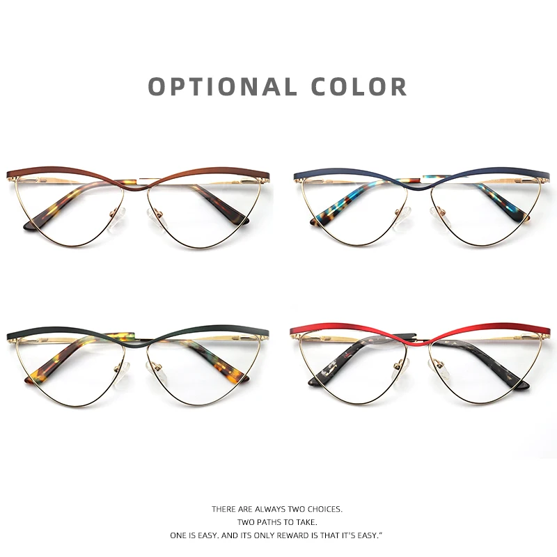 Anti Blue Light Glasses Frame Women Prescription Optical Metal Eyewear Eyeglasses Frames Fashion Cat Eye Glasses Women\'s 2022
