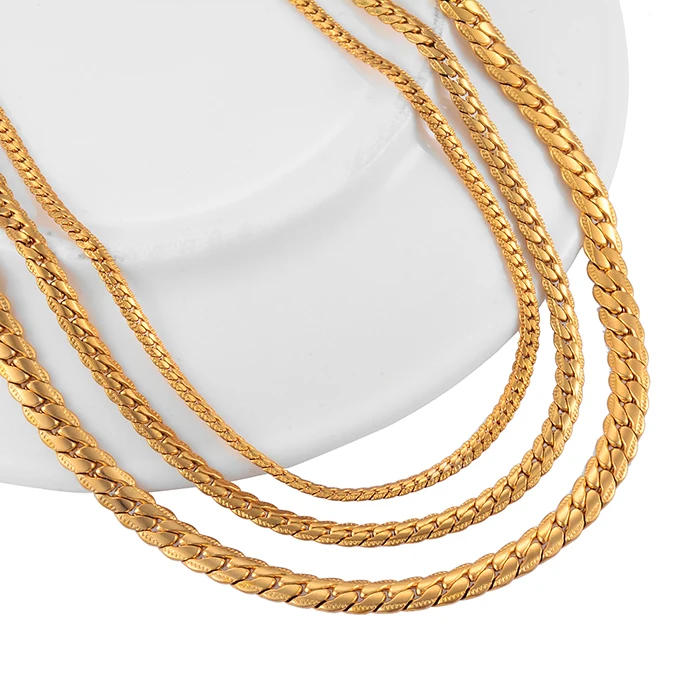 Goldfarbene Massivmetall-Edelstahlkette Figaro-Gliederkette Vintage Choker für Männer und Frauen – Detail 4