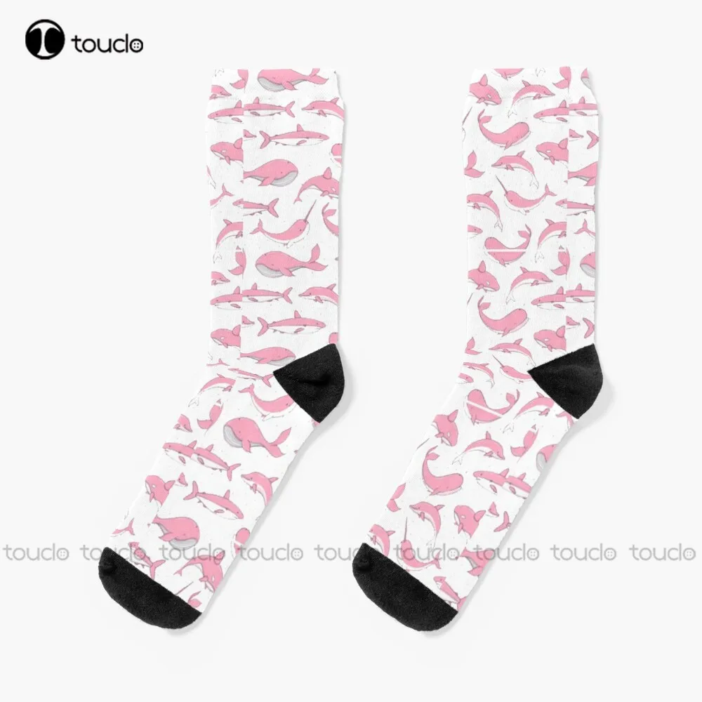 New Pink Sharks Socks Blue Socks Personalized Custom Unisex Adult Socks Popularity Gifts