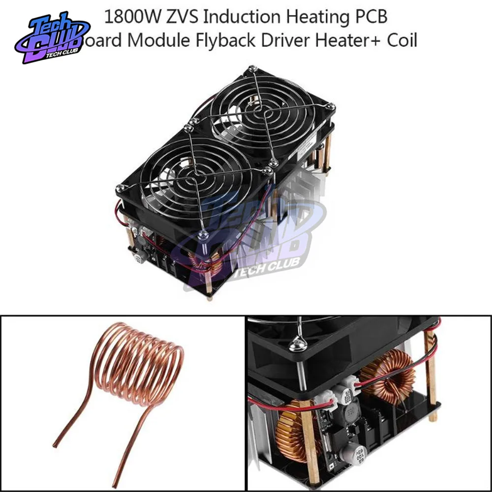 1800W 2500W ZVS Induction Heater Induction Heating Machine PCB Board Module Flyback Driver Heater Cooling Fan Interface+ Coil